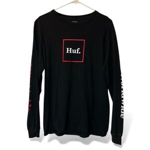 HUF Black and Red Long Sleeve Tee